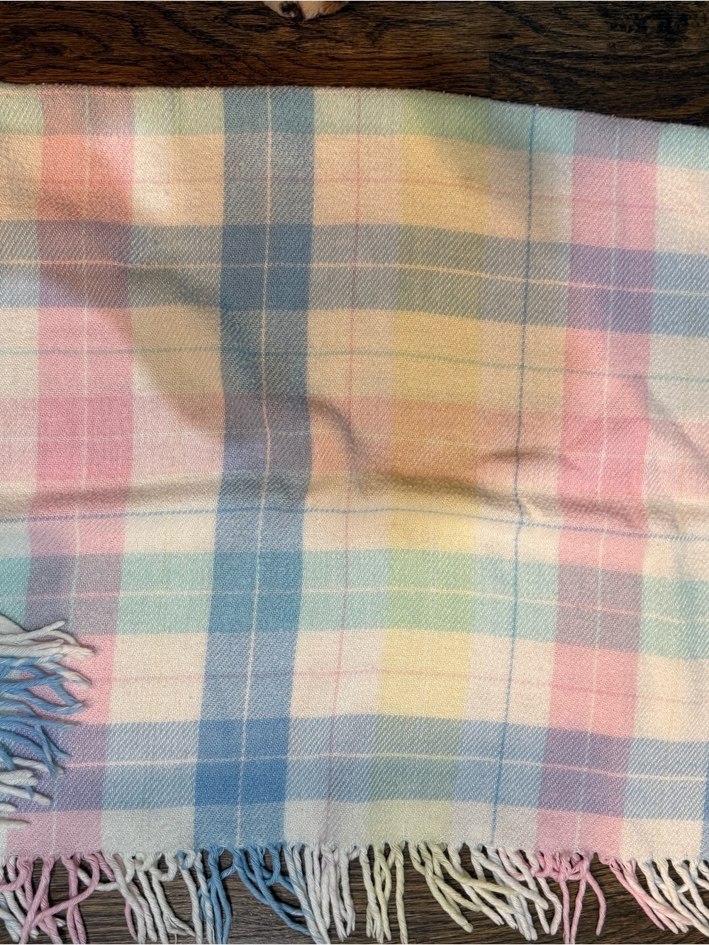 Vintage 1990 Pastel Plaid Throw Blanket - Multi Pastel Colors